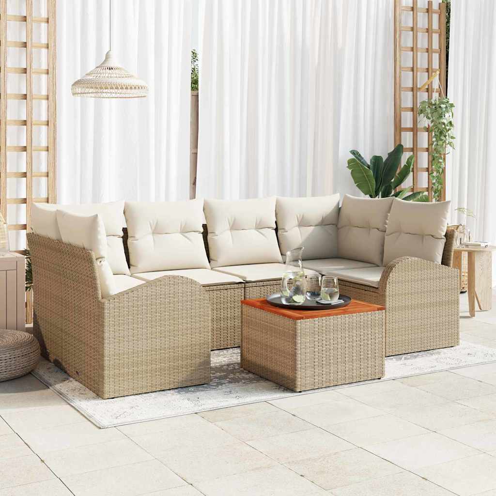 Set Divano da Giardino 7 pcs Beige e bianco