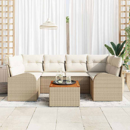 Set Divano da Giardino 7 pcs Beige e bianco