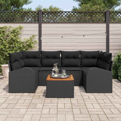 Set Divano da Giardino con archiviazione 7 pcs Nero polyrattan | homemem39