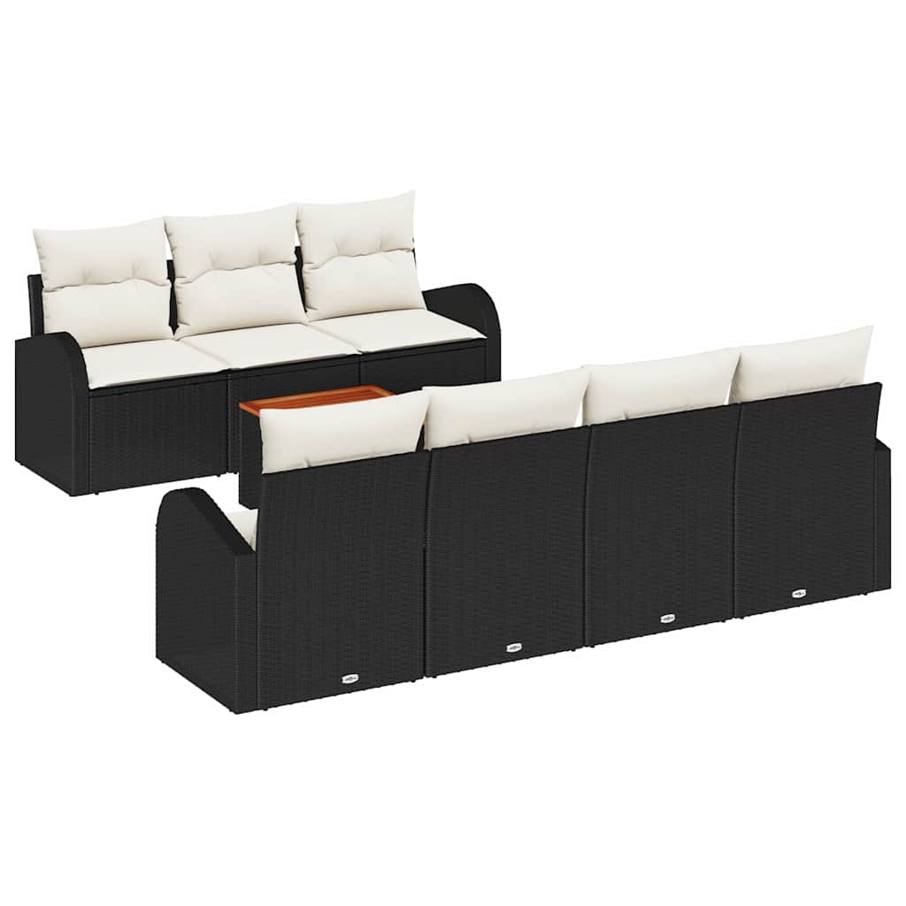 Set Divano da Giardino 8 pcs Nero e Crema polyrattan | homemem39