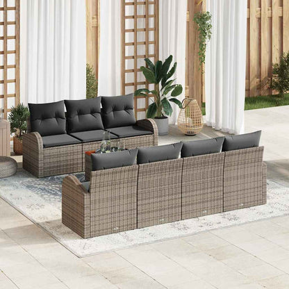Set Divano da Giardino 8 pcs Grigio polyrattan | homemem39
