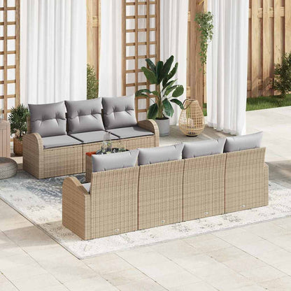 Set Divano da Giardino 8 pcs Beige e Grigio Chiaro polyrattan | homemem39