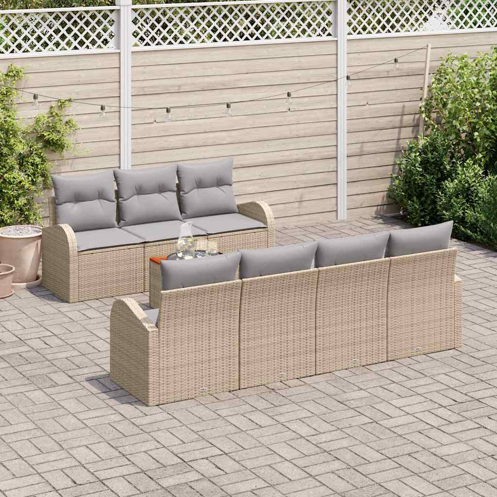Set Divano da Giardino 8 pcs Beige e Grigio Chiaro polyrattan | homemem39