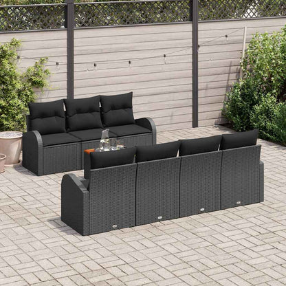 Set Divano da Giardino con archiviazione 8 pcs Nero polyrattan | homemem39