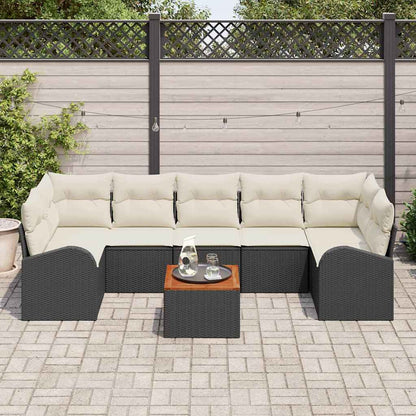 Set Divano da Giardino 8 pcs Nero e Crema polyrattan | homemem39