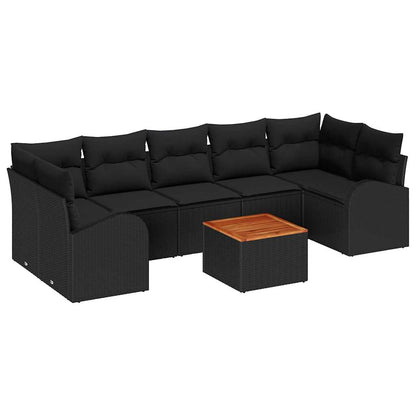 Set Divano da Giardino con archiviazione 8 pcs Nero polyrattan | homemem39