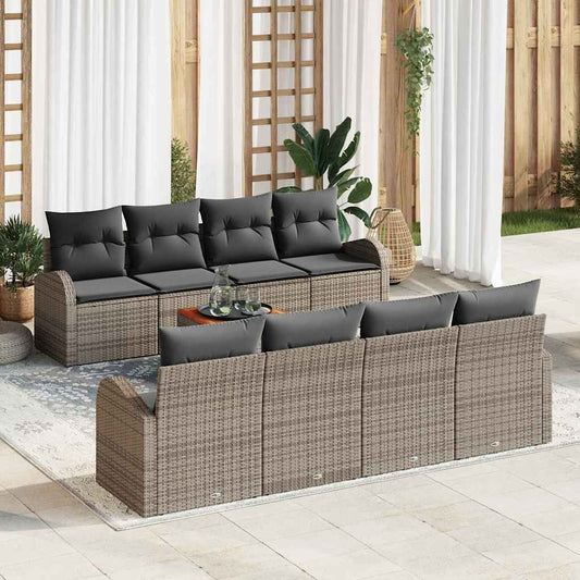 Set Divano da Giardino 9 pcs Grigio polyrattan - homemem39