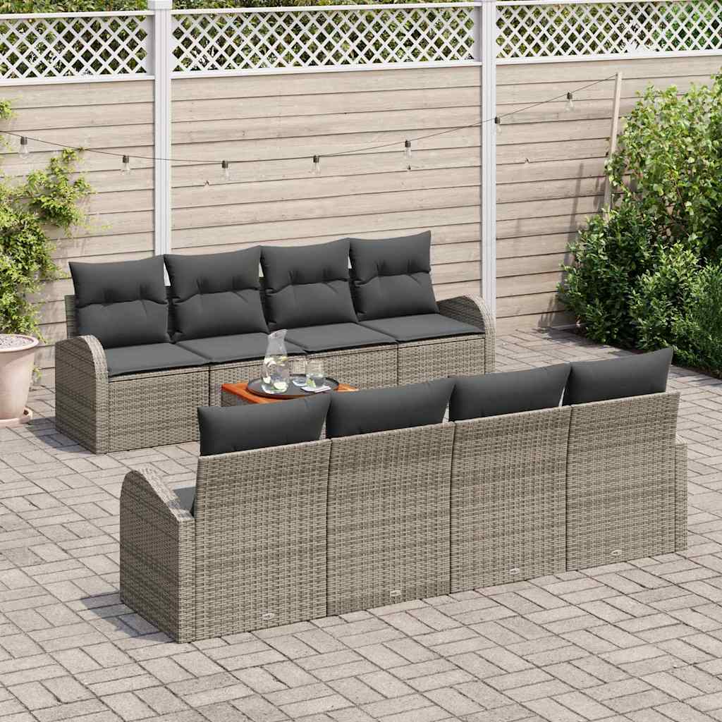 Set Divano da Giardino 9 pcs Grigio polyrattan | homemem39