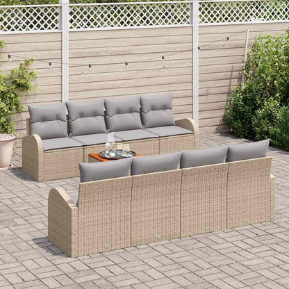 Set Divano da Giardino 9 pcs Beige e Grigio Chiaro polyrattan