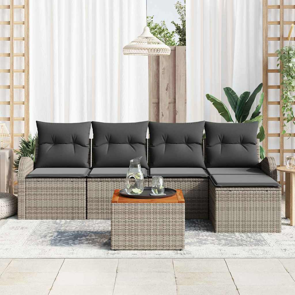 Set Divano da Giardino 6 pcs Grigio polyrattan | homemem39