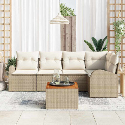 Set Divano da Giardino 6 pcs Beige e Crema polyrattan | homemem39