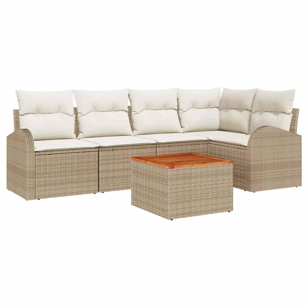 Set Divano da Giardino 6 pcs Beige e Crema polyrattan | homemem39