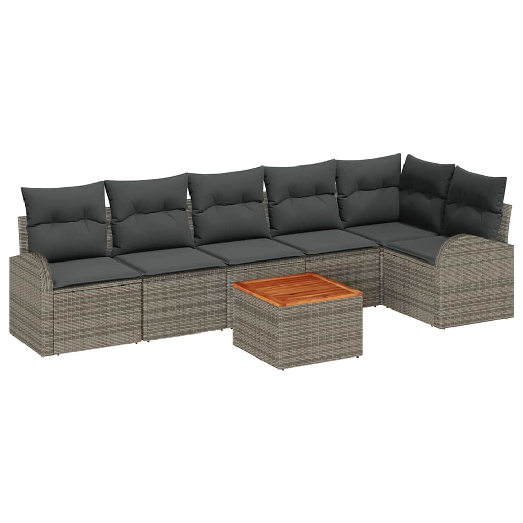 Set Divano da Giardino 7 pcs Grigio polyrattan | homemem39