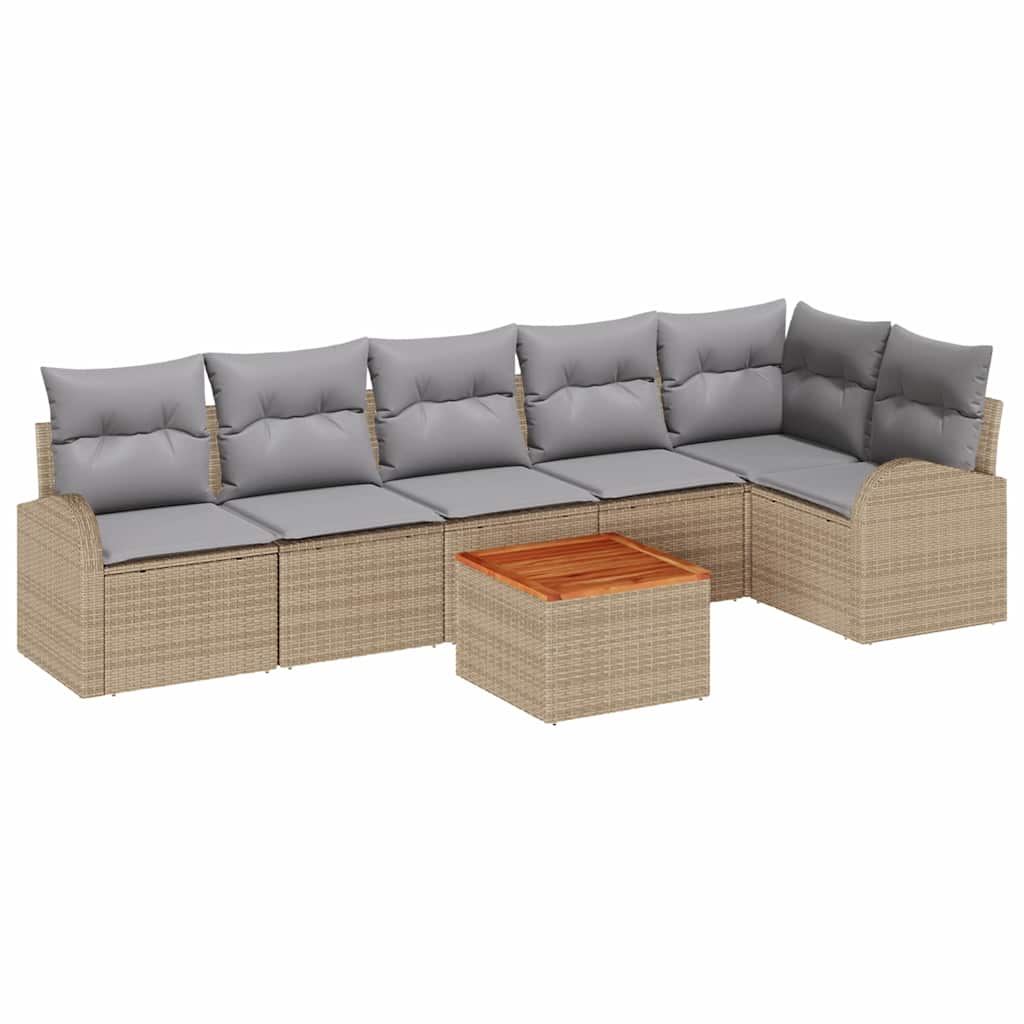 Set Divano da Giardino 7 pcs Beige e Grigio Chiaro polyrattan | homemem39