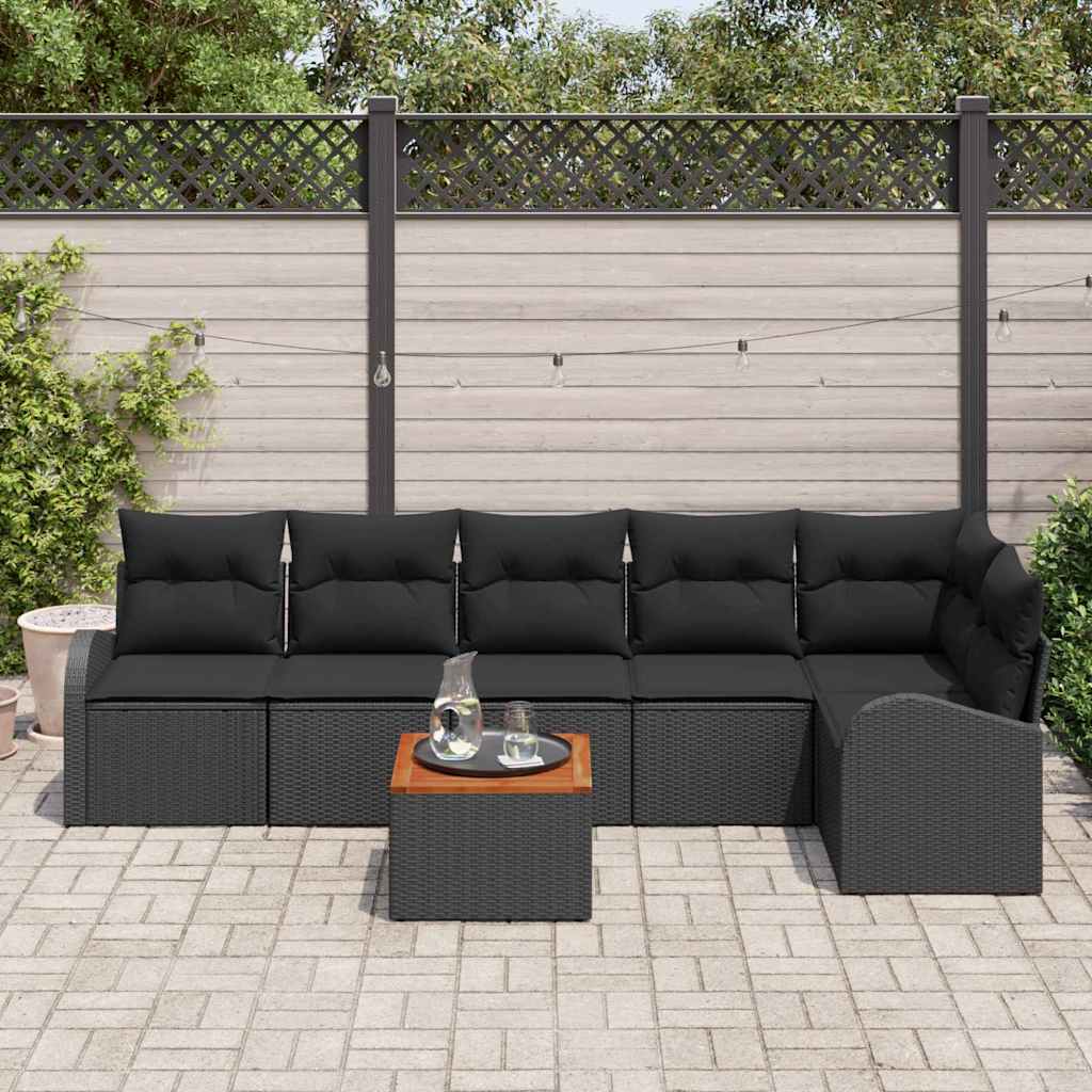 Set Divano da Giardino con archiviazione 7 pcs Nero polyrattan | homemem39