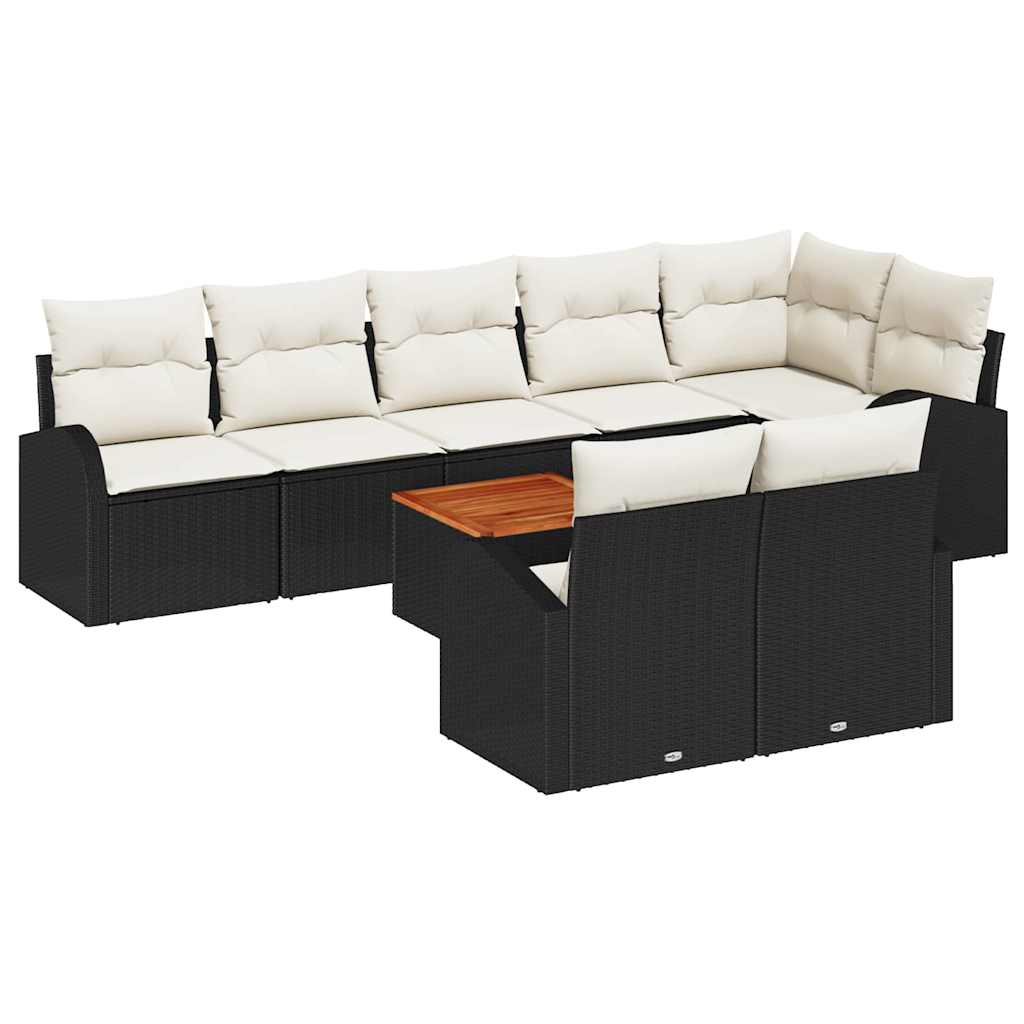 Set Divano da Giardino 9 pcs Nero e Crema polyrattan | homemem39