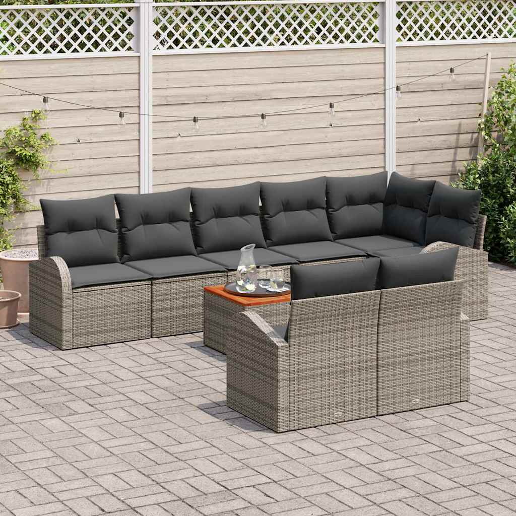 Set Divano da Giardino 9 pcs Grigio polyrattan