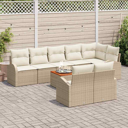 Set Divano da Giardino 9 pcs Beige e Crema polyrattan | homemem39