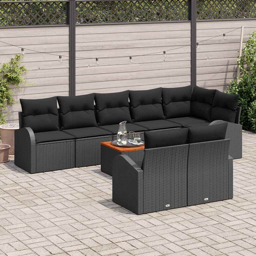 Set Divano da Giardino con archiviazione 9 pcs Nero polyrattan | homemem39