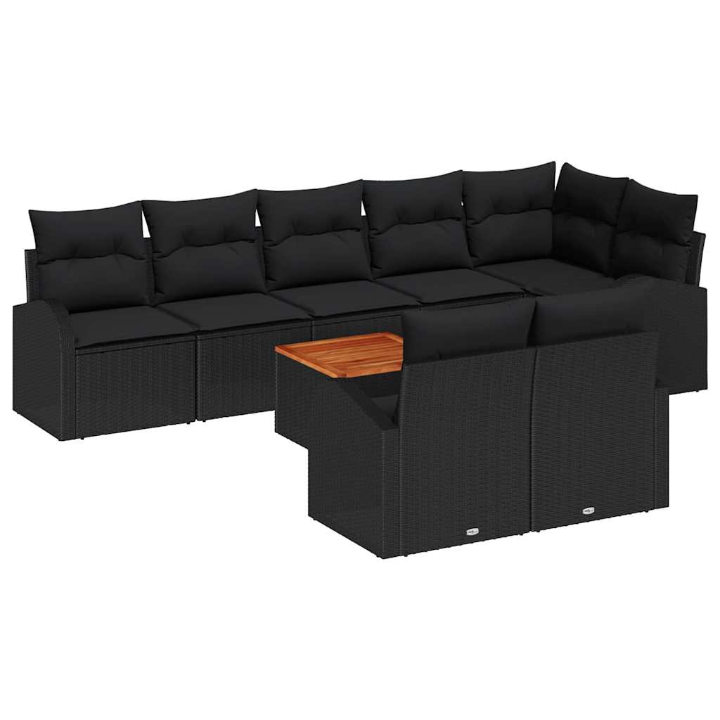 Set Divano da Giardino con archiviazione 9 pcs Nero polyrattan | homemem39