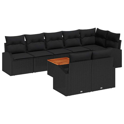 Set Divano da Giardino con archiviazione 9 pcs Nero polyrattan | homemem39