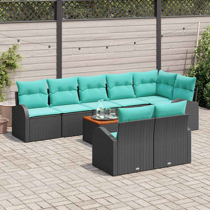 Set Divano da Giardino 9 pcs Nero e Turchese polyrattan | homemem39