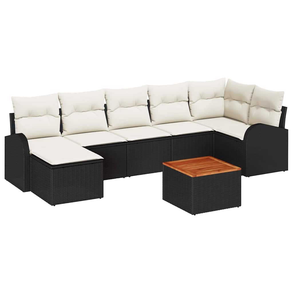 Set Divano da Giardino 8 pcs Nero e Crema polyrattan | homemem39
