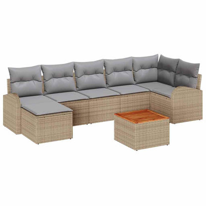 Set Divano da Giardino 8 pcs Beige e Grigio Chiaro polyrattan | homemem39
