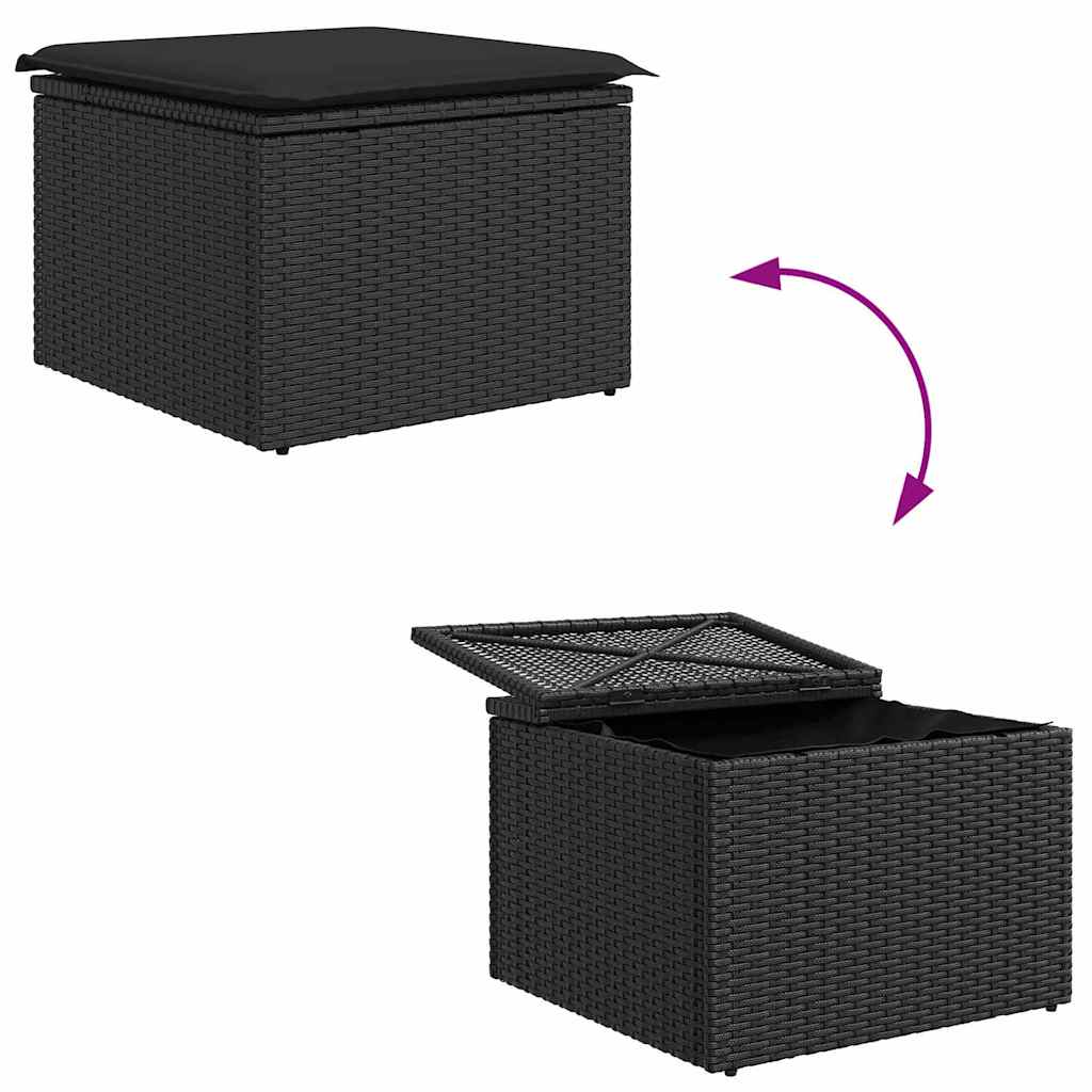 Set Divano da Giardino con archiviazione 8 pcs Nero polyrattan | homemem39