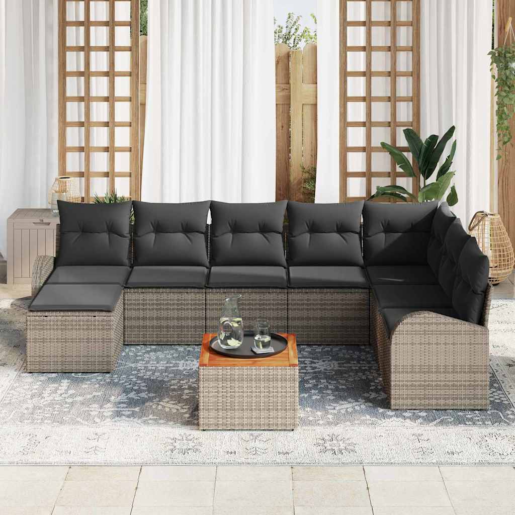 Set Divano da Giardino 9 pcs Grigio
