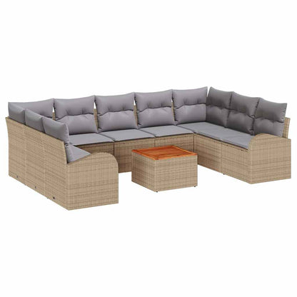 Set Divano da Giardino 10 pcs Beige e Grigio Chiaro polyrattan | homemem39