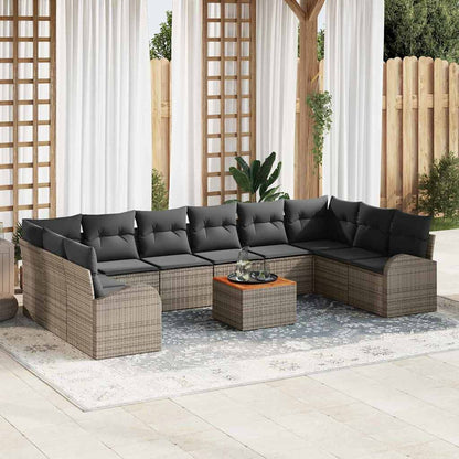 Set Divano da Giardino 11 pcs Grigio polyrattan | homemem39