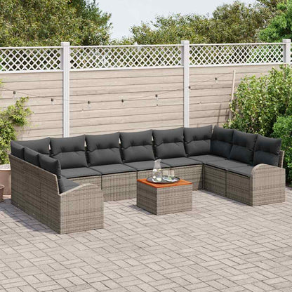 Set Divano da Giardino 11 pcs Grigio polyrattan | homemem39