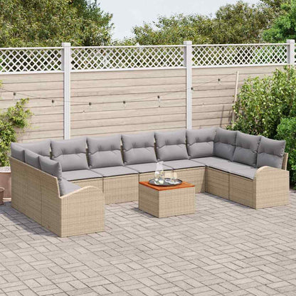 Set Divano da Giardino 11 pcs Beige e Grigio Chiaro polyrattan | homemem39