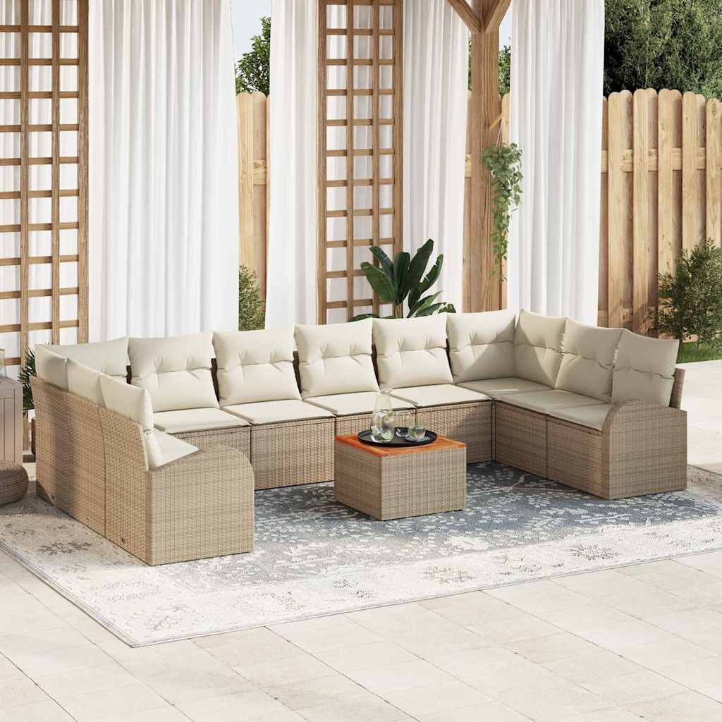 Set Divano da Giardino 11 pcs Beige e bianco