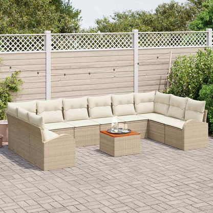Set Divano da Giardino 11 pcs Beige e bianco