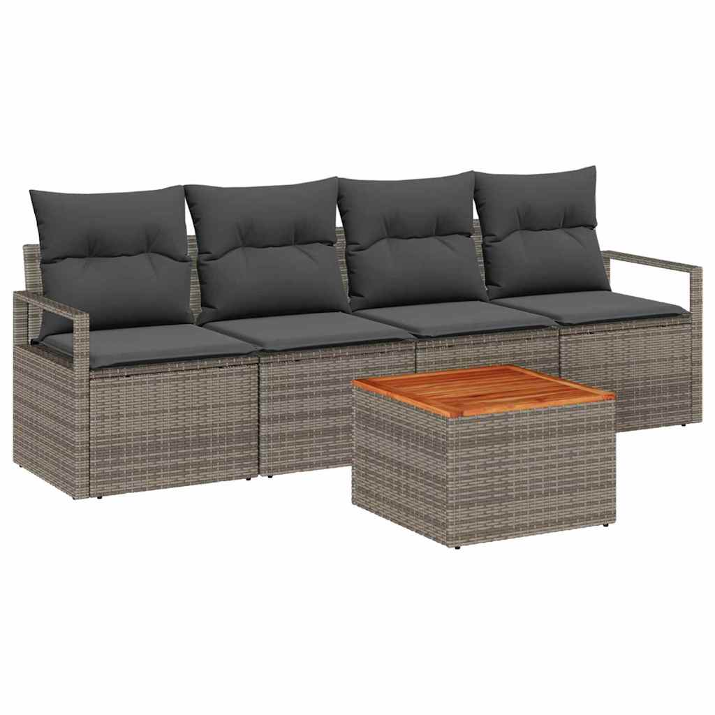 Set Divano da Giardino 5 pcs Grigio polyrattan | homemem39