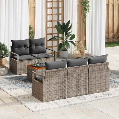 Set Divano da Giardino 6 pcs Grigio polyrattan | homemem39