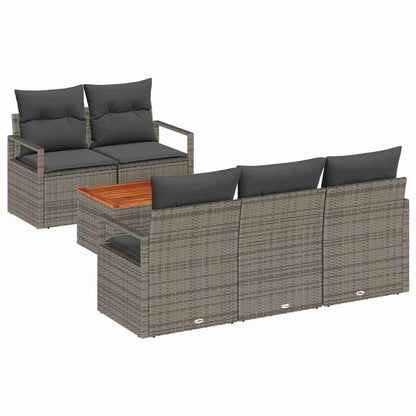 Set Divano da Giardino 6 pcs Grigio polyrattan | homemem39