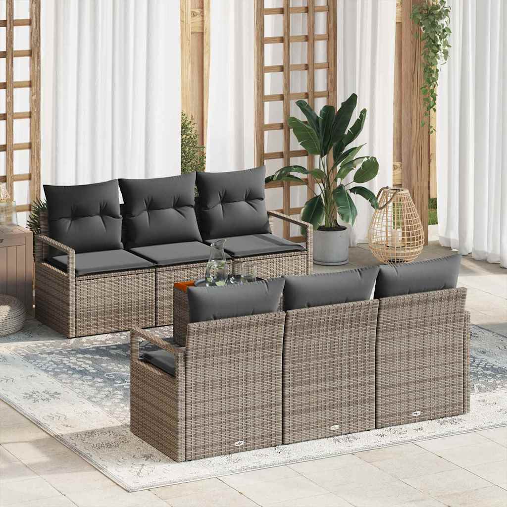 Set Divano da Giardino 7 pcs Grigio polyrattan | homemem39