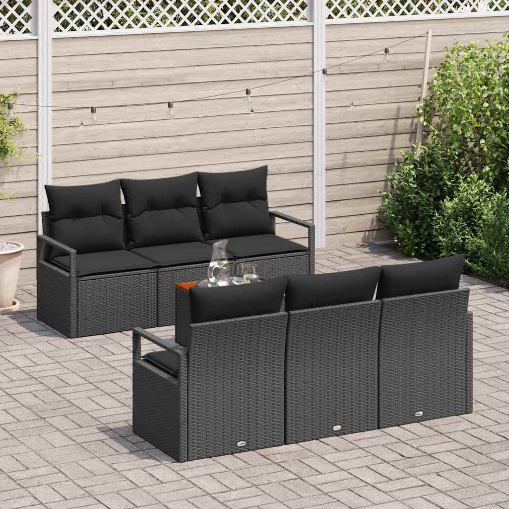 Set Divano da Giardino con archiviazione 7 pcs Nero polyrattan | homemem39