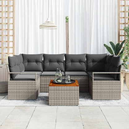 Set Divano da Giardino 7 pcs Grigio polyrattan | homemem39