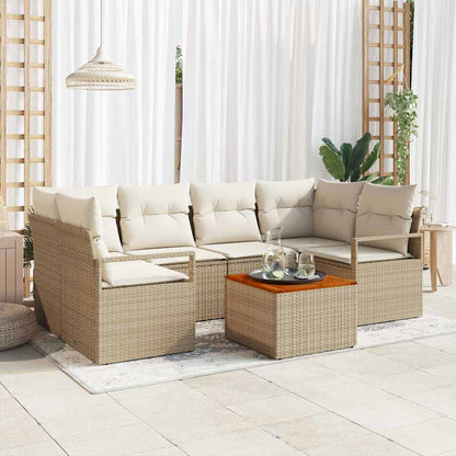 Set Divano da Giardino 7 pcs Beige e bianco