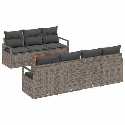 Set Divano da Giardino 8 pcs Grigio polyrattan | homemem39
