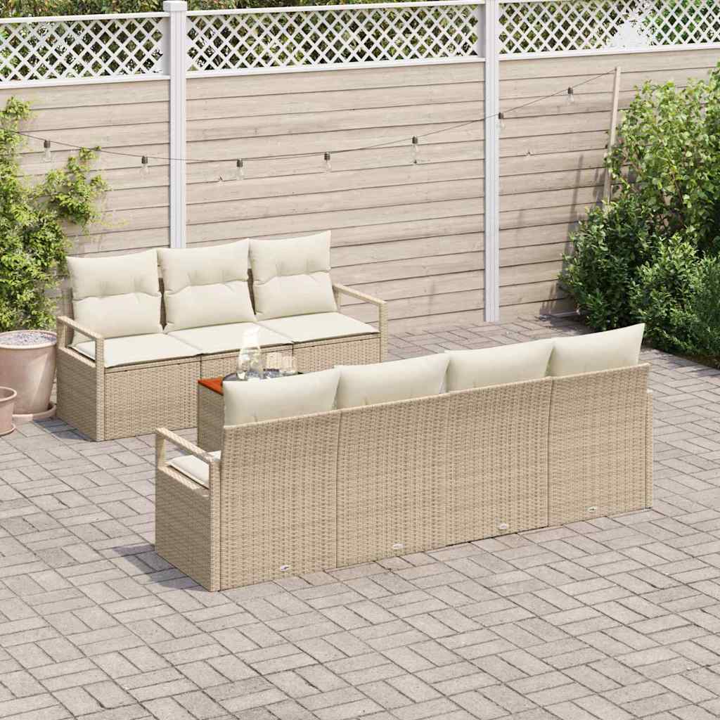 Set Divano da Giardino 8 pcs Beige e Crema polyrattan | homemem39
