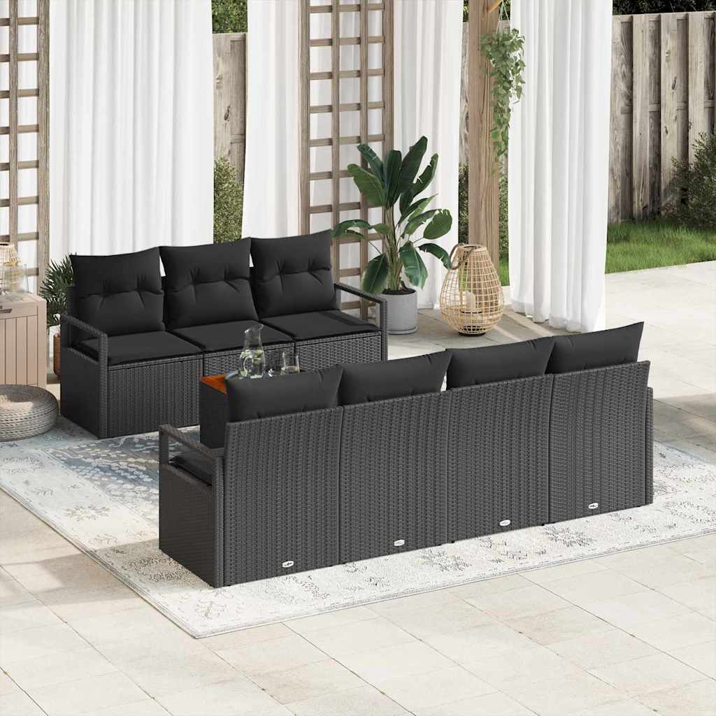 Set Divano da Giardino con archiviazione 8 pcs Nero polyrattan | homemem39