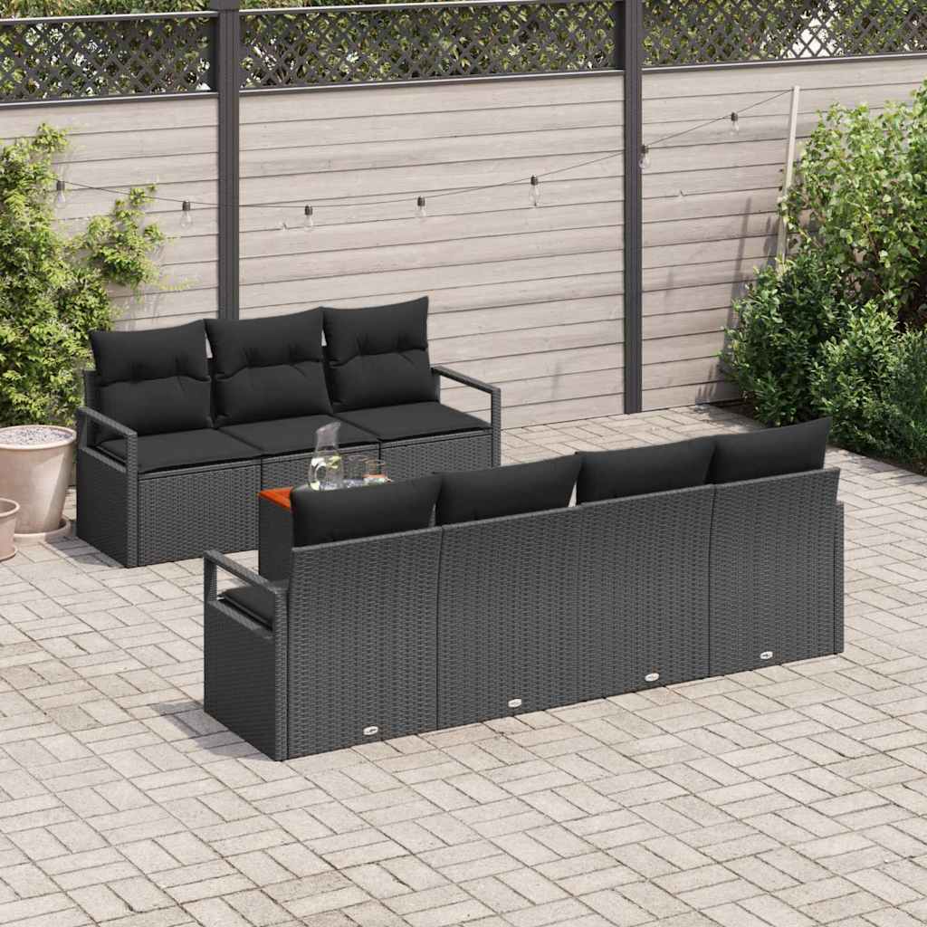 Set Divano da Giardino con archiviazione 8 pcs Nero polyrattan | homemem39