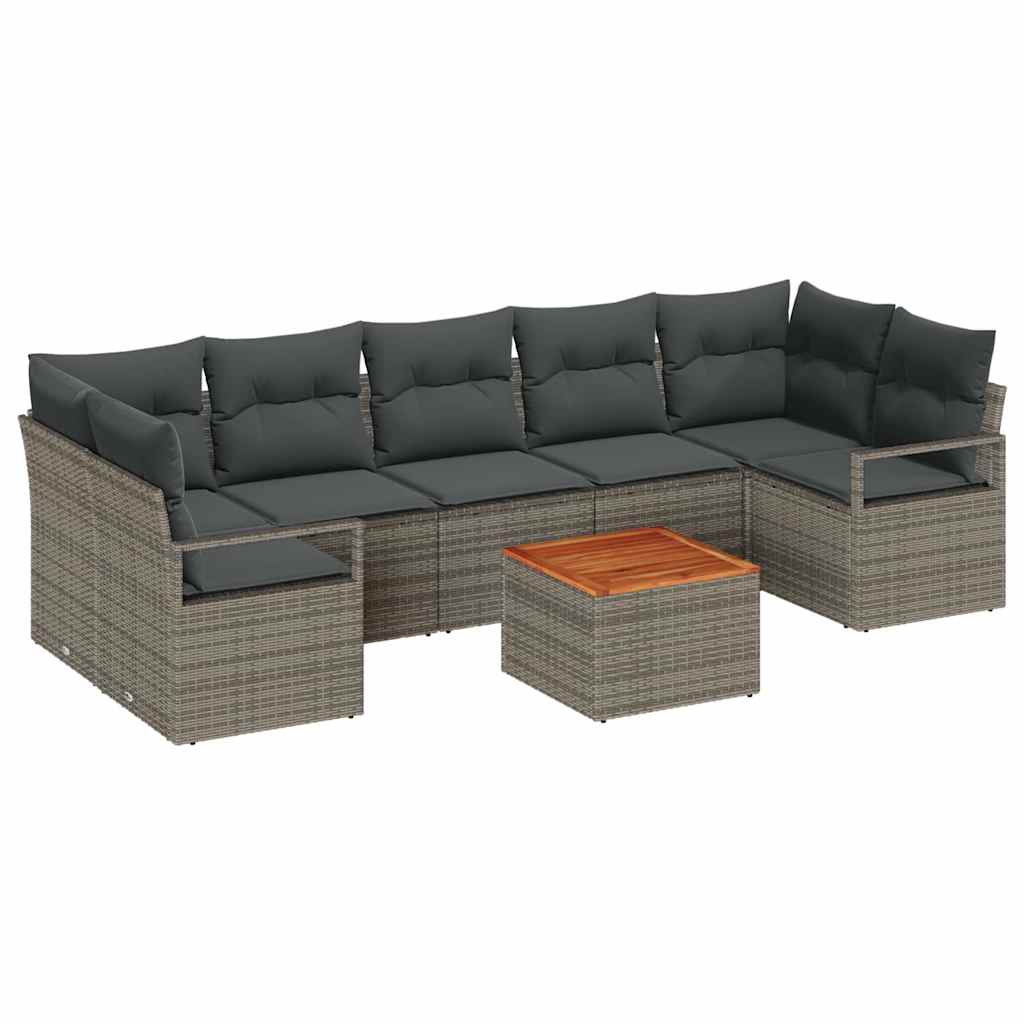 Set Divano da Giardino 8 pcs Grigio polyrattan | homemem39
