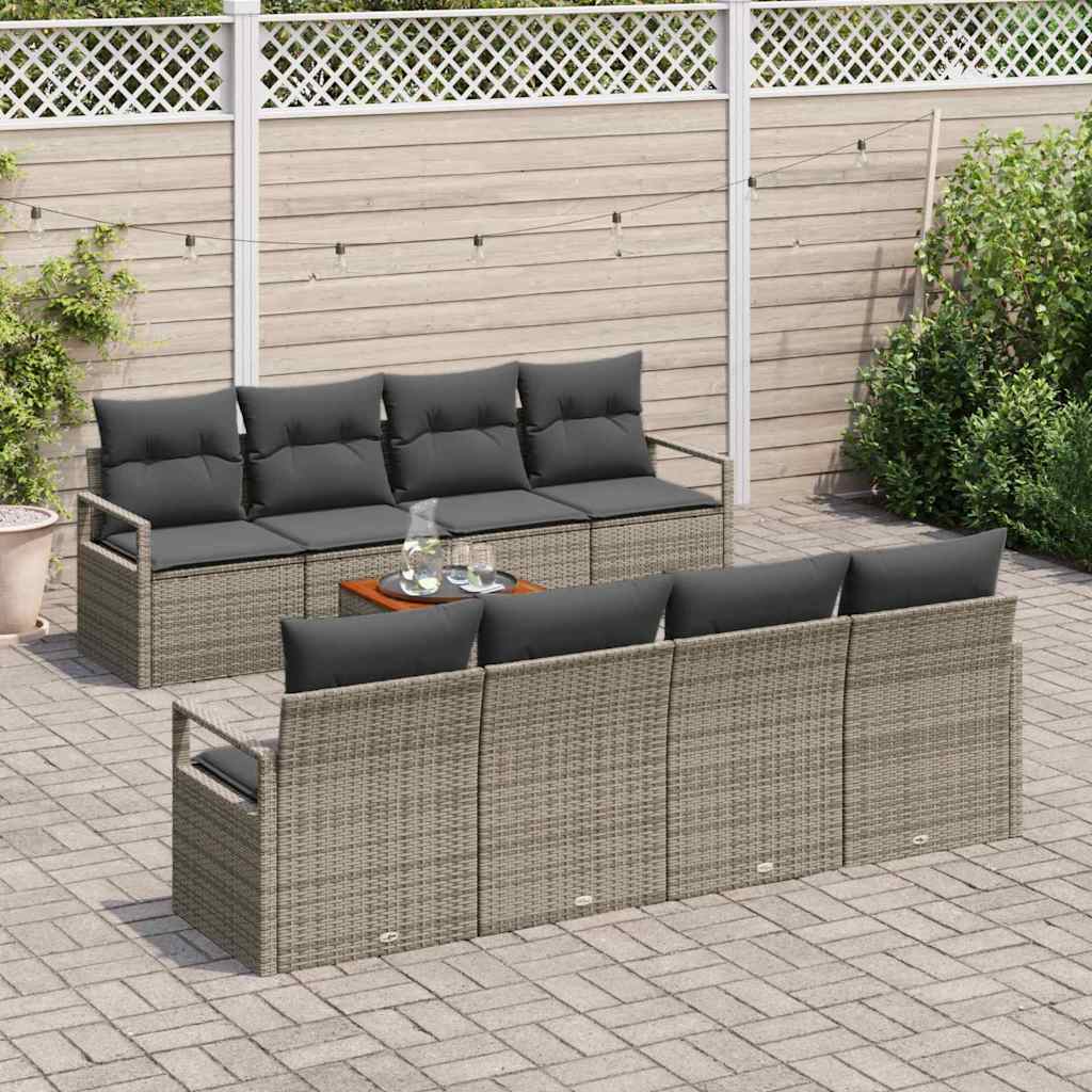 Set Divano da Giardino 9 pcs Grigio polyrattan | homemem39