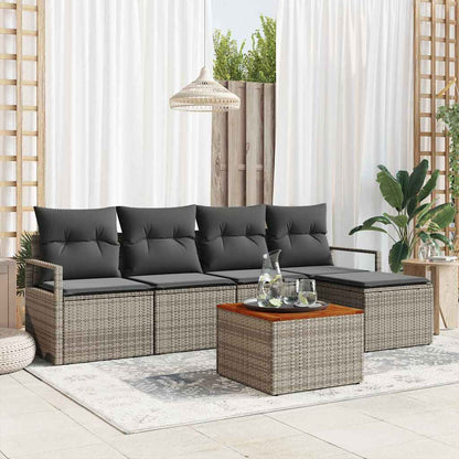 Set Divano da Giardino 6 pcs Grigio polyrattan | homemem39